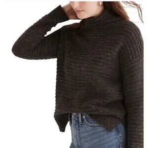 Madewell Belmont Donegal Mock Neck Sweater Medium Gray Classic Layering